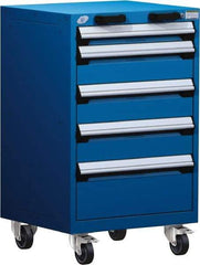 Rousseau Metal - 5 Drawer Steel Tool Roller Cabinet - 24" Wide x 39-1/8" High x 21" Deep, Ball Bearing Drawer Slides, Blue - Industrial Tool & Supply
