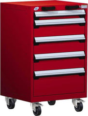 Rousseau Metal - 5 Drawer Steel Tool Roller Cabinet - 24" Wide x 39-1/8" High x 21" Deep, Ball Bearing Drawer Slides, Red - Industrial Tool & Supply