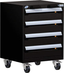 Rousseau Metal - 4 Drawer Steel Tool Roller Cabinet - 24" Wide x 33" High x 21" Deep, Ball Bearing Drawer Slides, Black - Industrial Tool & Supply