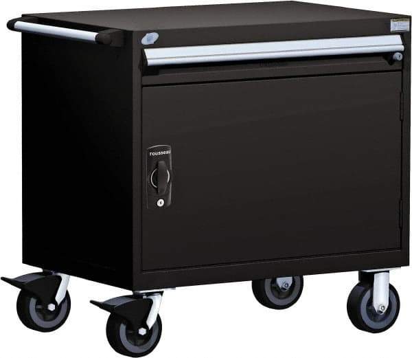 Rousseau Metal - 4 Drawer Steel Tool Roller Cabinet - 30" Wide x 35-1/8" High x 21" Deep, Ball Bearing Drawer Slides, Black - Industrial Tool & Supply