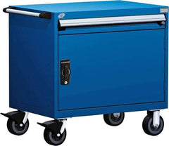 Rousseau Metal - 1 Drawer Steel Tool Roller Cabinet - 30" Wide x 35-1/8" High x 21" Deep, Ball Bearing Drawer Slides, Blue - Industrial Tool & Supply