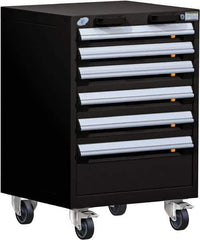 Rousseau Metal - 6 Drawer Steel Tool Roller Cabinet - 24" Wide x 35-1/8" High x 21" Deep, Ball Bearing Drawer Slides, Black - Industrial Tool & Supply