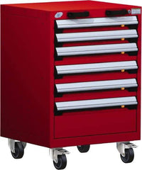 Rousseau Metal - 6 Drawer Steel Tool Roller Cabinet - 24" Wide x 35-1/8" High x 21" Deep, Ball Bearing Drawer Slides, Red - Industrial Tool & Supply