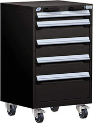 Rousseau Metal - 5 Drawer Steel Tool Roller Cabinet - 24" Wide x 39-1/8" High x 27" Deep, Ball Bearing Drawer Slides, Black - Industrial Tool & Supply