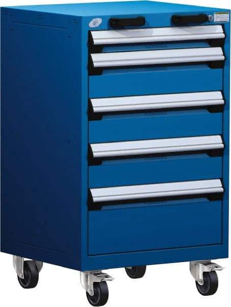Rousseau Metal - 5 Drawer Steel Tool Roller Cabinet - 24" Wide x 39-1/8" High x 27" Deep, Ball Bearing Drawer Slides, Blue - Industrial Tool & Supply