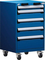 Rousseau Metal - 5 Drawer Steel Tool Roller Cabinet - 24" Wide x 39-1/8" High x 27" Deep, Ball Bearing Drawer Slides, Blue - Industrial Tool & Supply