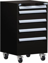 Rousseau Metal - 5 Drawer Steel Tool Roller Cabinet - 24" Wide x 39-1/8" High x 21" Deep, Ball Bearing Drawer Slides, Black - Industrial Tool & Supply