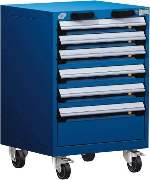 Rousseau Metal - 6 Drawer Steel Tool Roller Cabinet - 24" Wide x 35-1/8" High x 27" Deep, Ball Bearing Drawer Slides, Blue - Industrial Tool & Supply