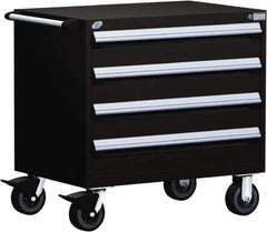 Rousseau Metal - 4 Drawer Steel Tool Roller Cabinet - 30" Wide x 35-1/8" High x 27" Deep, Ball Bearing Drawer Slides, Red - Industrial Tool & Supply