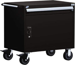 Rousseau Metal - 1 Drawer Steel Tool Roller Cabinet - 36" Wide x 35-1/8" High x 24" Deep, Ball Bearing Drawer Slides, Black - Industrial Tool & Supply