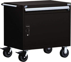 Rousseau Metal - 1 Drawer Steel Tool Roller Cabinet - 36" Wide x 35-1/8" High x 18" Deep, Ball Bearing Drawer Slides, Black - Industrial Tool & Supply