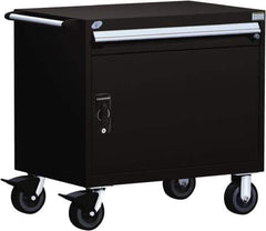 Rousseau Metal - 1 Drawer Steel Tool Roller Cabinet - 30" Wide x 35-1/8" High x 27" Deep, Ball Bearing Drawer Slides, Black - Industrial Tool & Supply