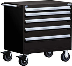 Rousseau Metal - 5 Drawer Steel Tool Roller Cabinet - 30" Wide x 37-1/2" High x 27" Deep, Ball Bearing Drawer Slides, Black - Industrial Tool & Supply