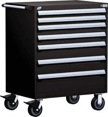 Rousseau Metal - 5 Drawer Steel Tool Roller Cabinet - 36" Wide x 45-1/2" High x 24" Deep, Ball Bearing Drawer Slides, Black - Industrial Tool & Supply