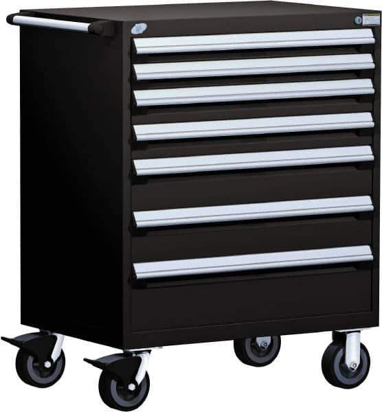Rousseau Metal - 5 Drawer Steel Tool Roller Cabinet - 36" Wide x 45-1/2" High x 18" Deep, Ball Bearing Drawer Slides, Black - Industrial Tool & Supply