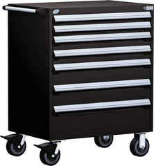 Rousseau Metal - 5 Drawer Steel Tool Roller Cabinet - 30" Wide x 45-1/2" High x 21" Deep, Ball Bearing Drawer Slides, Black - Industrial Tool & Supply