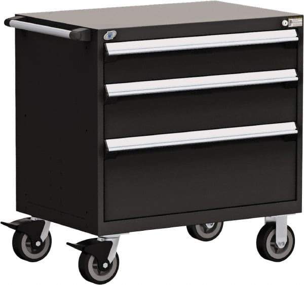 Rousseau Metal - 5 Drawer Steel Tool Roller Cabinet - 36" Wide x 37-1/2" High x 24" Deep, Ball Bearing Drawer Slides, Black - Industrial Tool & Supply