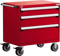 Rousseau Metal - 5 Drawer Steel Tool Roller Cabinet - 36" Wide x 37-1/2" High x 24" Deep, Ball Bearing Drawer Slides, Red - Industrial Tool & Supply