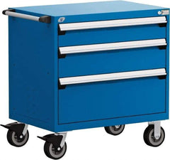 Rousseau Metal - 5 Drawer Steel Tool Roller Cabinet - 30" Wide x 37-1/2" High x 21" Deep, Ball Bearing Drawer Slides, Blue - Industrial Tool & Supply