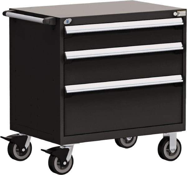Rousseau Metal - 5 Drawer Steel Tool Roller Cabinet - 30" Wide x 37-1/2" High x 21" Deep, Ball Bearing Drawer Slides, Black - Industrial Tool & Supply
