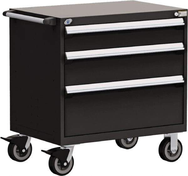 Rousseau Metal - 5 Drawer Steel Tool Roller Cabinet - 30" Wide x 37-1/2" High x 27" Deep, Ball Bearing Drawer Slides, Black - Industrial Tool & Supply
