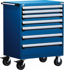 Rousseau Metal - 5 Drawer Steel Tool Roller Cabinet - 36" Wide x 45-1/2" High x 24" Deep, Ball Bearing Drawer Slides, Blue - Industrial Tool & Supply