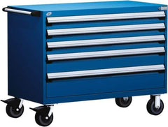 Rousseau Metal - 5 Drawer Steel Tool Roller Cabinet - 48" Wide x 37-1/2" High x 24" Deep, Ball Bearing Drawer Slides, Blue - Industrial Tool & Supply