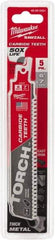 Milwaukee Tool - 6" Long x 1" Thick, Carbide Reciprocating Saw Blade - Straight Profile, 7 TPI, Toothed Edge, Universal Shank - Industrial Tool & Supply