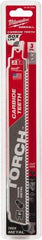 Milwaukee Tool - 9" Long x 1" Thick, Carbide Reciprocating Saw Blade - Straight Profile, 7 TPI, Toothed Edge, Universal Shank - Industrial Tool & Supply