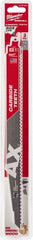 Milwaukee Tool - 12" Long x 1" Thick, Carbide Reciprocating Saw Blade - Tapered Profile, 7 TPI, Toothed Edge, Universal Shank - Industrial Tool & Supply
