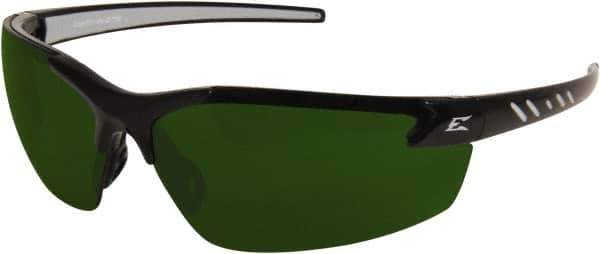 Edge Eyewear - Green Lenses, Frameless Safety Glasses - Scratch Resistant, Black Nylon Frame, Size Universal, Wrap Around - Industrial Tool & Supply