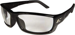 Edge Eyewear - Clear Lenses, Framed Safety Glasses - Scratch Resistant, Black Nylon Frame, Size S, Wrap Around - Industrial Tool & Supply