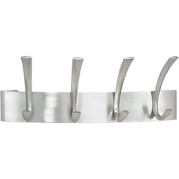 Safco - 4 Hooks, 14-1/4" Long x 4-1/2" Deep, Steel Wall/Door Hat/Coat Hook - 5-1/4" High - Industrial Tool & Supply