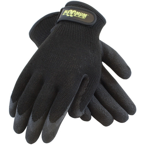 ‎39-C1375/XL Seamless Knits - Maximum Safety - 10G Black Polyester Shell - Black Latex Crinkle Grip - Exact Industrial Supply
