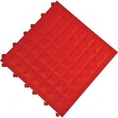 Ergo Advantage - 18" Long x 18" Wide x 1" Thick, Anti-Fatigue Modular Matting Anti-Fatigue Flooring - 2 Interlocking Sides, Red, For Dry Areas - Industrial Tool & Supply