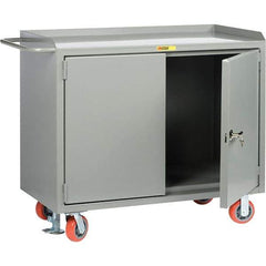 Little Giant - 3,600 Lb Capacity, 2 Door Mobile Service Bench - 41" Wide x 24" Deep x 43" High, Steel, Gray - Industrial Tool & Supply
