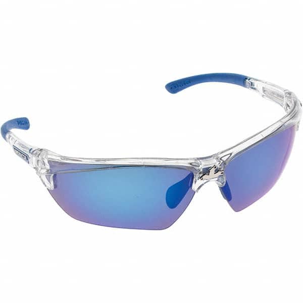 MCR Safety - Blue Mirror Lenses, Framed Dual Lens Safety Glasses - Industrial Tool & Supply
