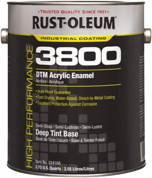 Rust-Oleum - 1 Gal Deep Tint Base Semi Gloss Finish Acrylic Enamel Paint - 150 to 270 Sq Ft per Gal, Interior/Exterior, Direct to Metal - Industrial Tool & Supply