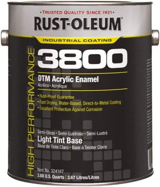 Rust-Oleum - 1 Gal Light Tint Base Semi Gloss Finish Acrylic Enamel Paint - 150 to 270 Sq Ft per Gal, Interior/Exterior, Direct to Metal - Industrial Tool & Supply