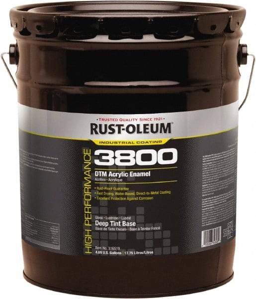 Rust-Oleum - 5 Gal Deep Tint Base Gloss Finish Acrylic Enamel Paint - 150 to 270 Sq Ft per Gal, Interior/Exterior, Direct to Metal - Industrial Tool & Supply