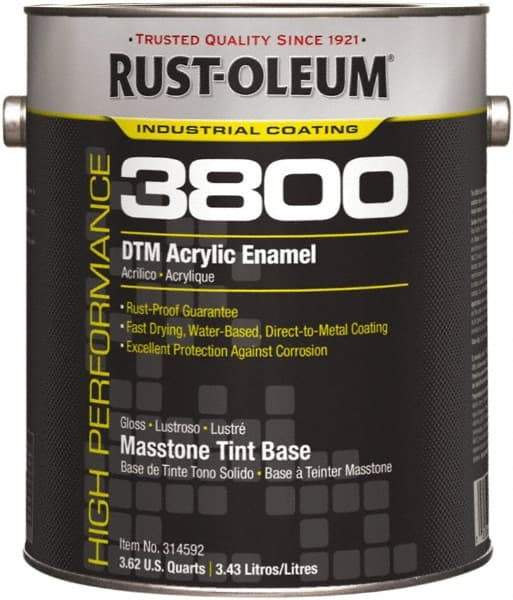 Rust-Oleum - 1 Gal Masstone Tint Base Gloss Finish Acrylic Enamel Paint - 150 to 270 Sq Ft per Gal, Interior/Exterior, Direct to Metal - Industrial Tool & Supply