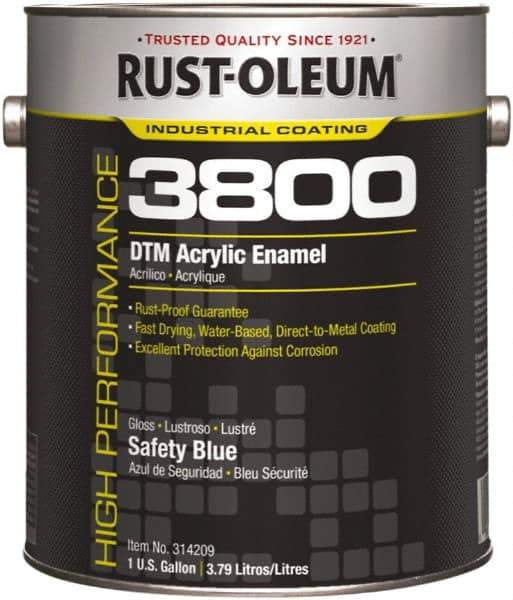 Rust-Oleum - 1 Gal Safety Blue Gloss Finish Acrylic Enamel Paint - 150 to 270 Sq Ft per Gal, Interior/Exterior, Direct to Metal - Industrial Tool & Supply