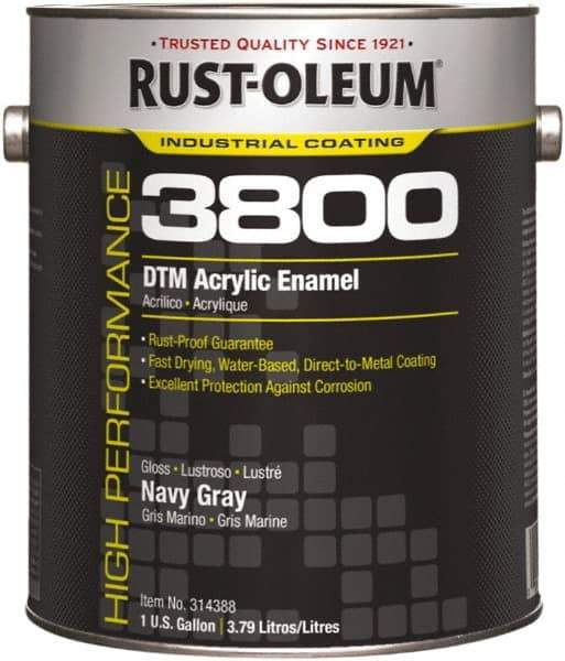 Rust-Oleum - 1 Gal Navy Gray Gloss Finish Acrylic Enamel Paint - 150 to 270 Sq Ft per Gal, Interior/Exterior, Direct to Metal - Industrial Tool & Supply