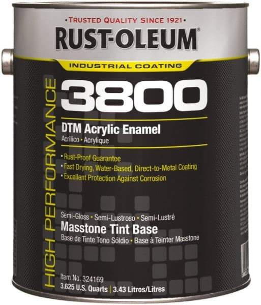 Rust-Oleum - 1 Gal Masstone Tint Base Semi Gloss Finish Acrylic Enamel Paint - 150 to 270 Sq Ft per Gal, Interior/Exterior, Direct to Metal - Industrial Tool & Supply
