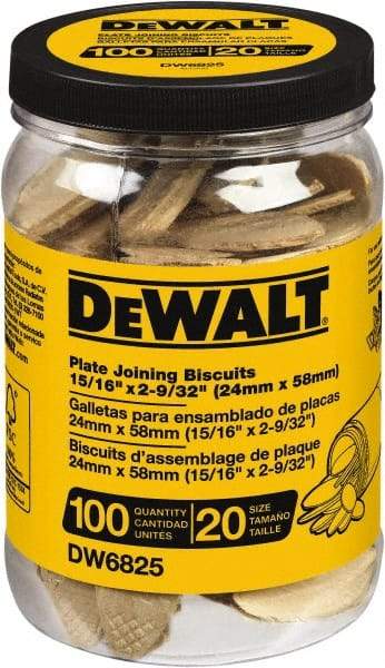 DeWALT - Size 20 Biscuits - 100 Pieces, Tube - Industrial Tool & Supply