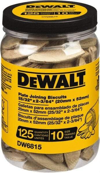 DeWALT - Size 10 Biscuits - 125 Pieces, Tube - Industrial Tool & Supply