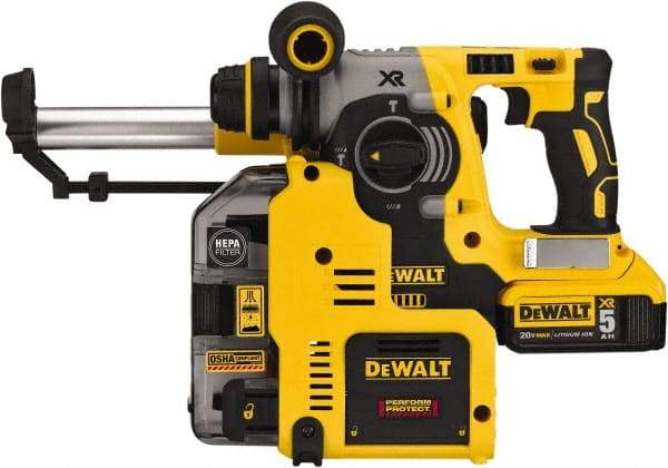 DeWALT - 20 Volt 1" Keyless Chuck Cordless Rotary Hammer - 0 to 4,600 BPM, 0 to 1,100 RPM, Reversible - Industrial Tool & Supply