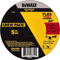 DeWALT - 4-1/2" Ceramic Cutoff Wheel - 0.045" Thick, 7/8" Arbor, 13,300 Max RPM, Use with Portable Tools - Industrial Tool & Supply