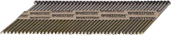 Stanley Bostitch - 12 Gauge 0.113" Shank Diam 2-3/8" Long Framing Nails for Power Nailers - Steel, Bright Finish, Smooth Shank, Angled Stick Paper Tape Collation, Round Head - Industrial Tool & Supply
