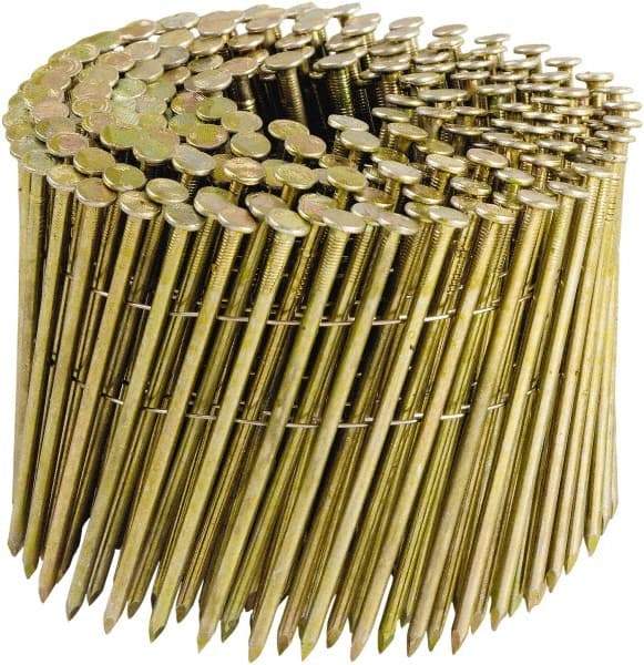 Stanley Bostitch - 11 Gauge 0.12" Shank Diam 3-1/4" Long Framing Nails for Power Nailers - Steel, Galvanized Finish, Smooth Shank, Coil Wire Collation, Round Head, Diamond Point - Industrial Tool & Supply